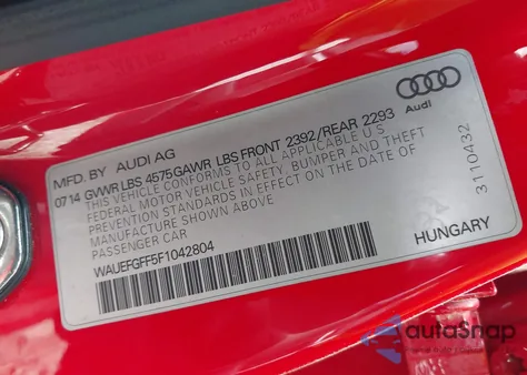 2015 Audi A3 2.0T Premium from USA, damaged, VIN WAUEFGFF5F1042804